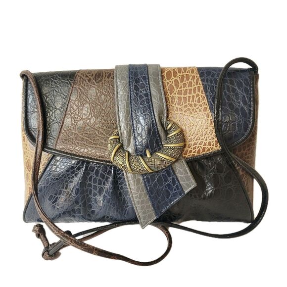 Vintage Rivage Patchwork  Exotic Frog Skin Design Crossbody/Shoulde - Picture 1 of 11